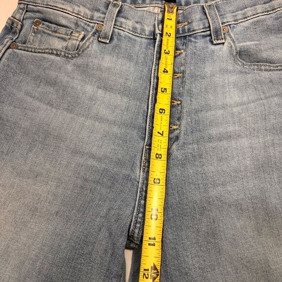 7 For All Mankind High Rise Crop Distressed Denim Jeans New Size 27 - Picture 5 of 11